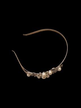 Vintage Y2K Faux Pearl & Rhinestone Bridal Hair Headband